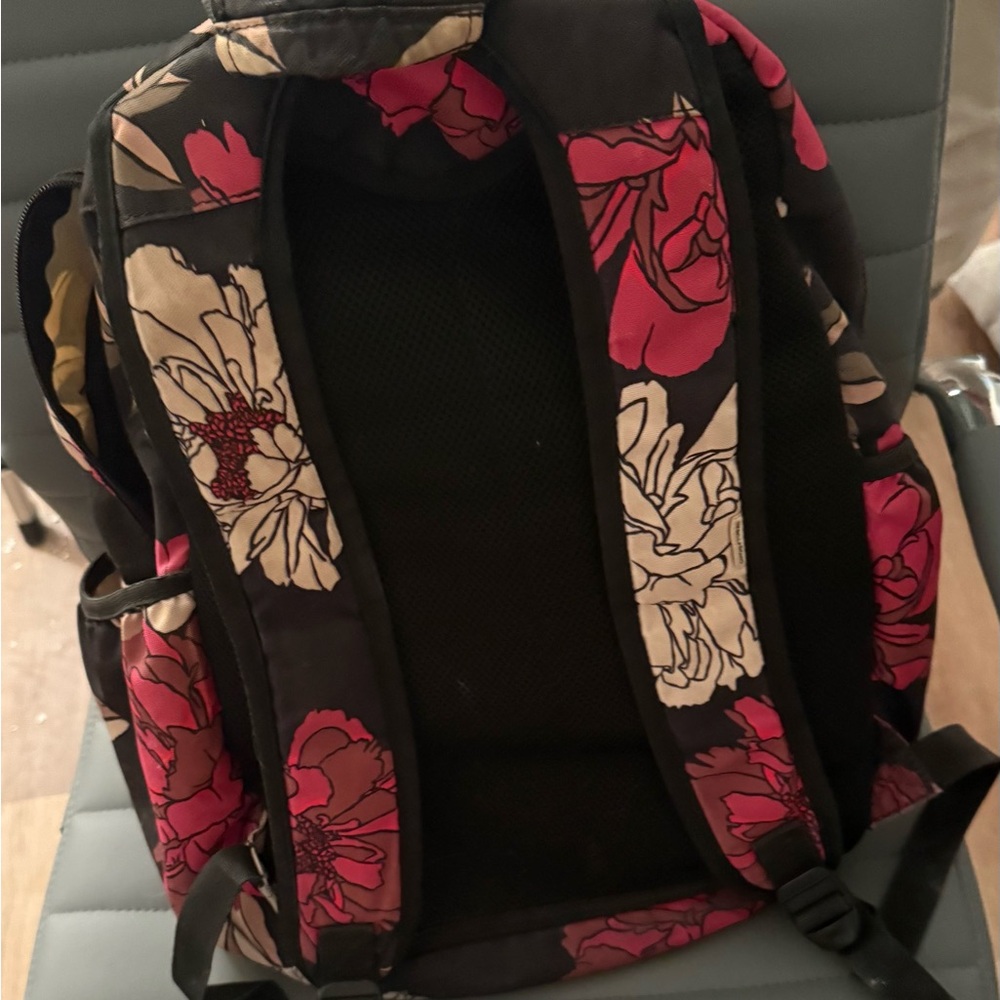 Billabong Black Backpack with Red and Cream Floral Design - Picture 5 of 5